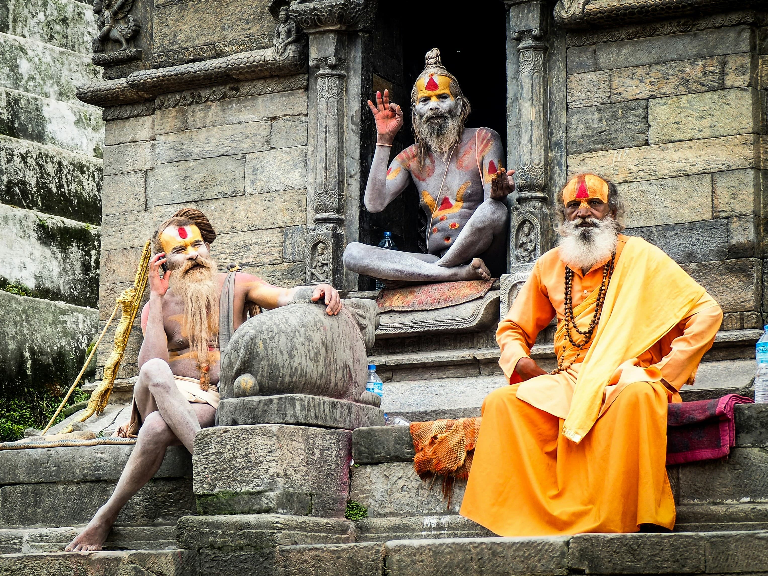 Pilgrims preparing for darshan at Pashupatinath Temple